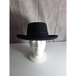 Men's Broner Black Fedora Hat Cap 100% Wool Made In‎ USA Sz Small 1980's Vintage